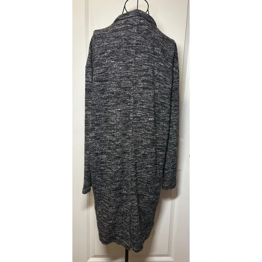 Abercrombie & Fitch Womens Black White Marled Knit Longline Cardigan Coat Size M - Picture 2 of 6